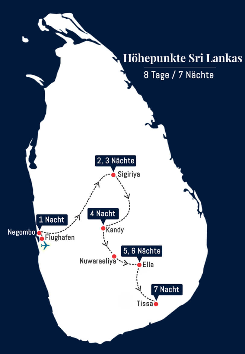 8 Tage Höhepunkte Sri Lankas